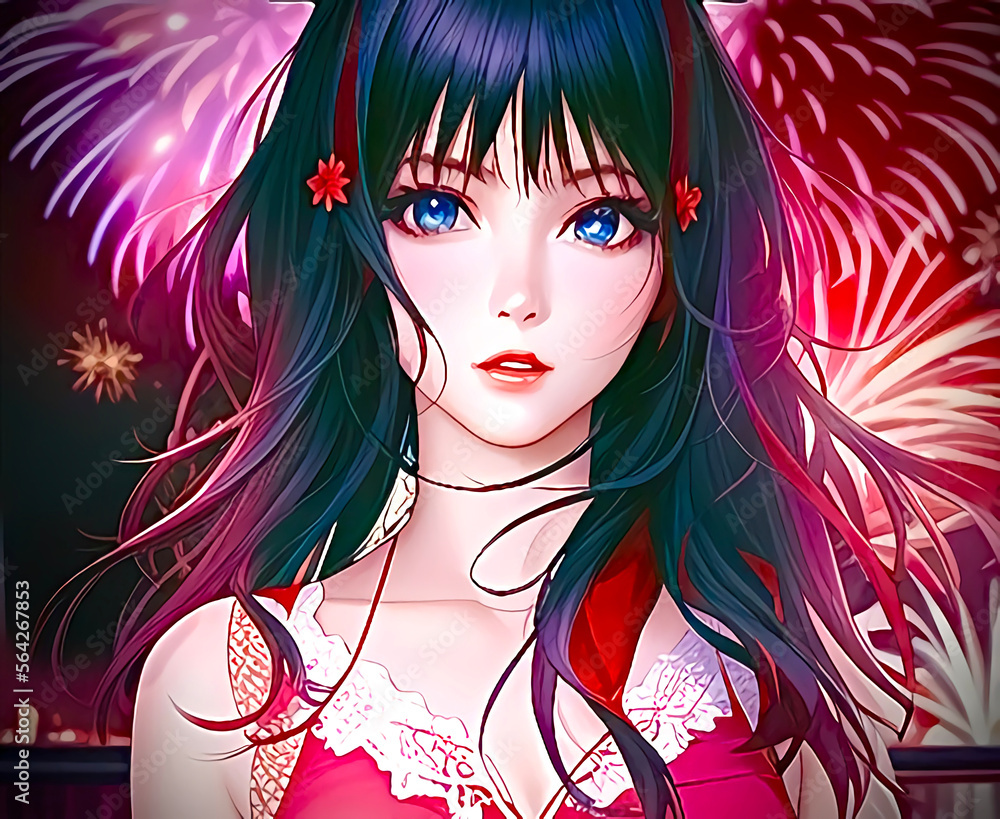 女性可愛い萌え日本アニメ漫画美少女アイコンのイラスト素材 Illustration Stock | Adobe Stock