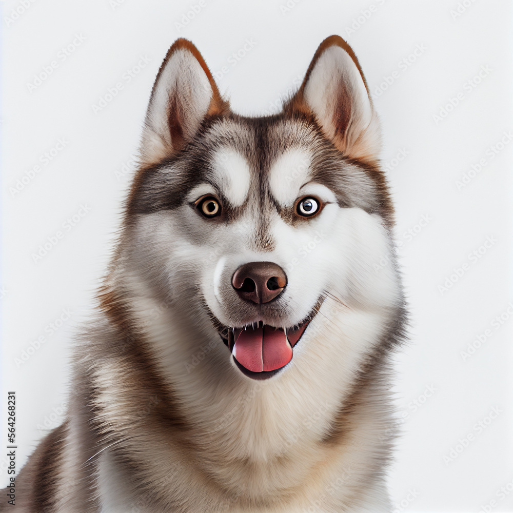 Siberian husky on a white background. generative AI