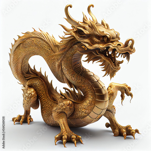 Golden dragon on a white background. generative AI