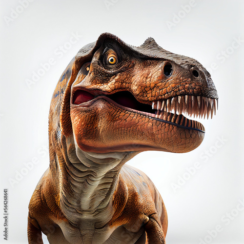 Tyrannosaurus or fierce T-rex on white background. generative AI photo