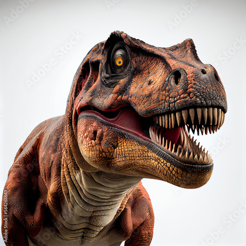 Tyrannosaurus or fierce T-rex on white background. generative AI © Stock Photo For You