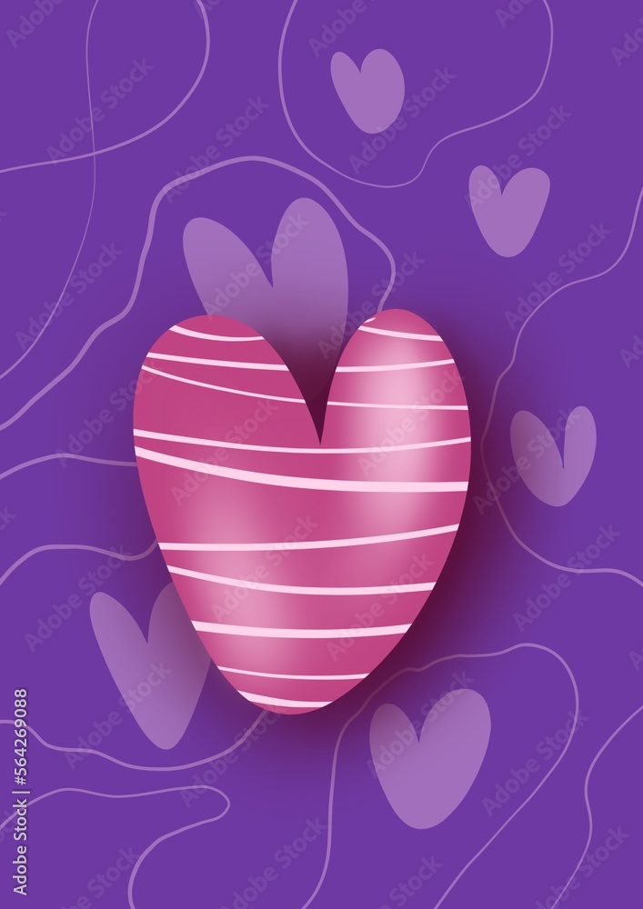 Purple background with pink heart Purple background with pink heart