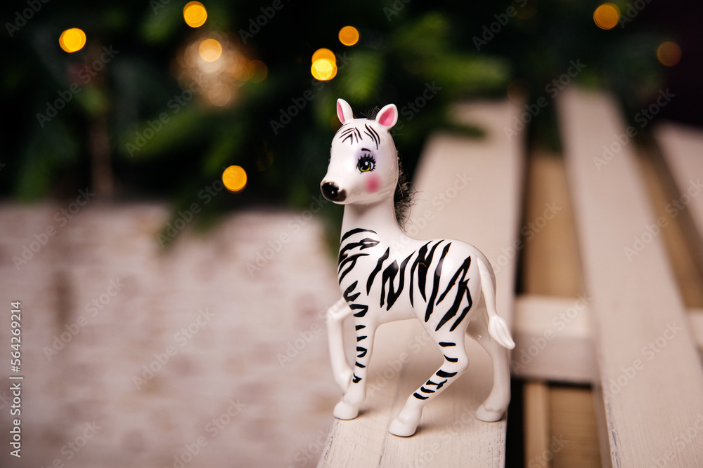 Zebra Figur Baby schwarz/weiss Kunststoff, Safari, Animal Planet  Zebrafohlen Stock Photo | Adobe Stock