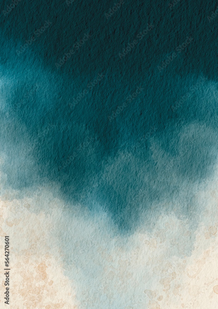 Abstract blue and ivory watercolor background for decoration on nautical and aquatic concept.