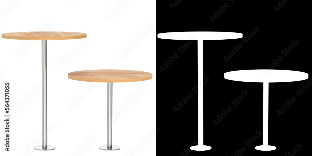 3D rendering illustration of a couple of round standing tables 3D rendering illustration of a couple of round standing tables