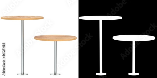 3D rendering illustration of a couple of round standing tables © Francesco Milanese