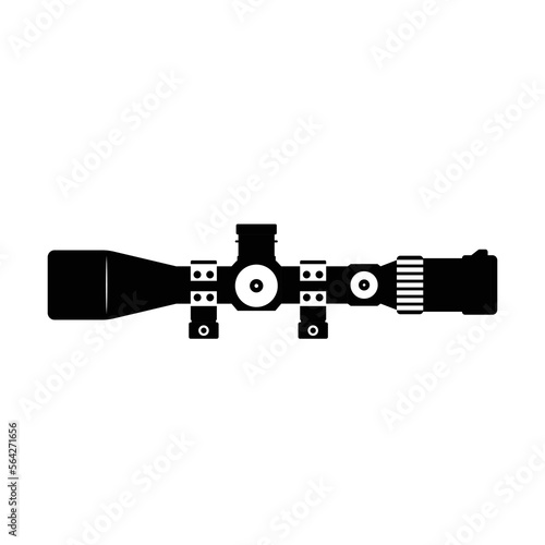 Tactical Scope Silhouette. Black and White Icon Design Element on Isolated White Background