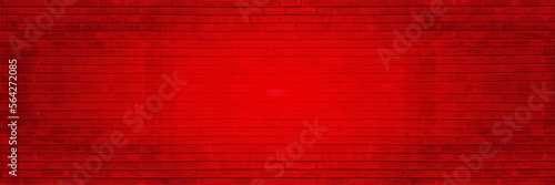 Old Red brick panoramic background . Red stone wall texture in high resolution