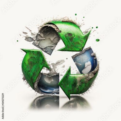 Detailed illustration of recycling environmental sustainability concept isolated on a white background, generative ai