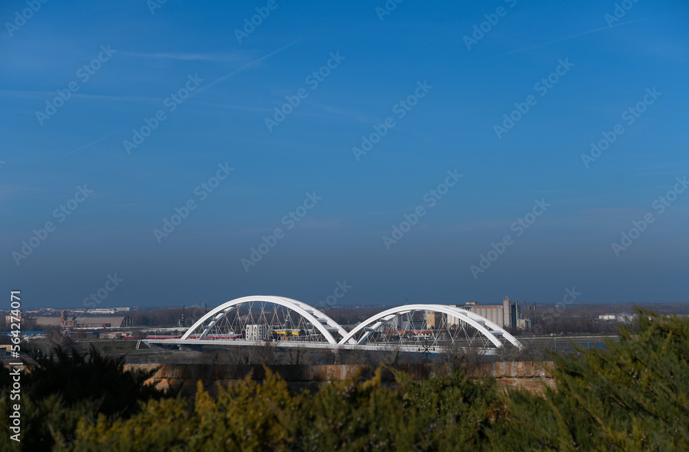 Zezelj bridge on river Danube in Novi Sad, Serbia. Zezelj bridge on river Danube in Novi Sad, Serbia.