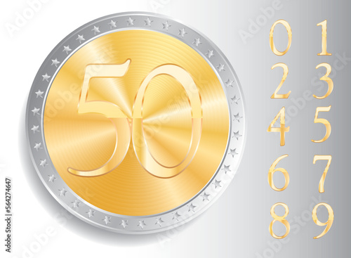 gold silver numbers coin