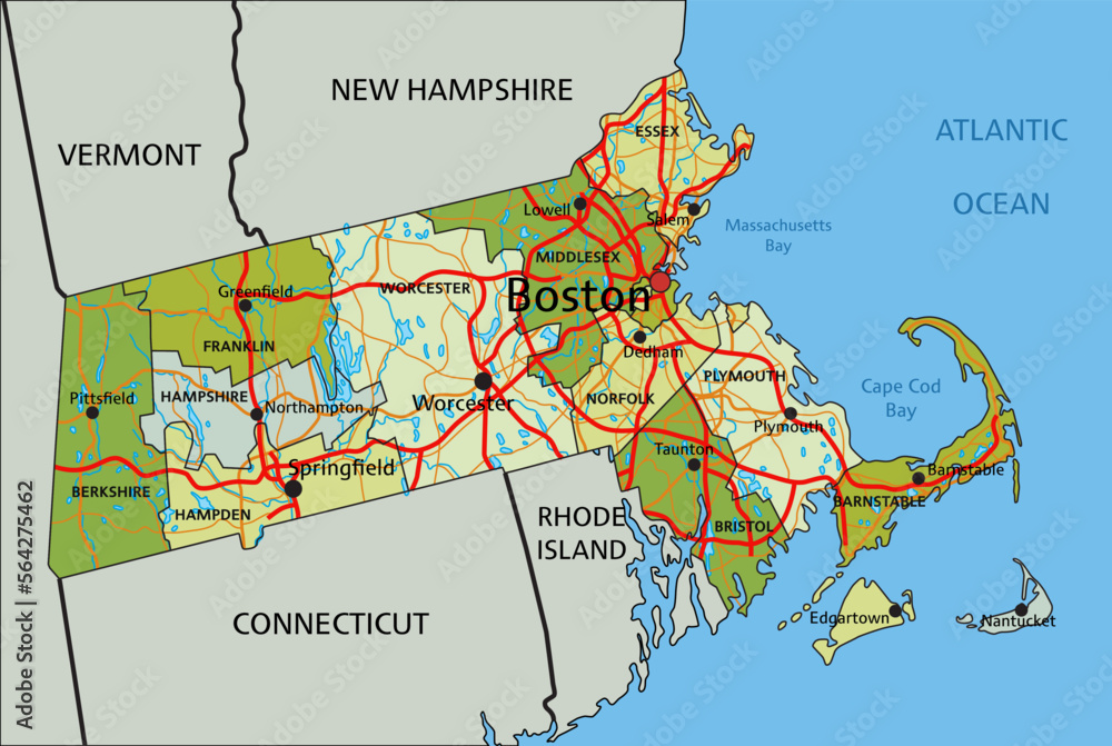 Highly detailed editable political map with separated layers ...