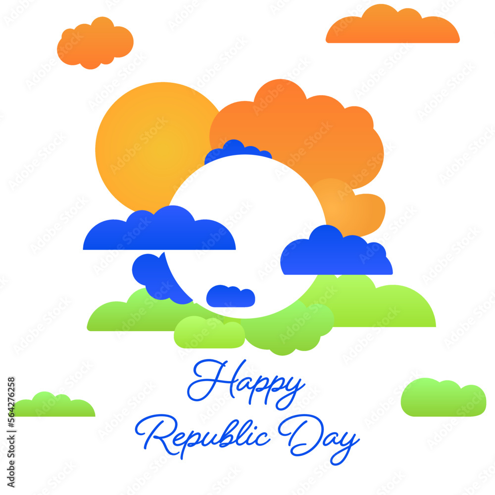 Fototapeta premium illustration of a cloud with tricolor of Indian flag. An Indian Republic Day concept illustration