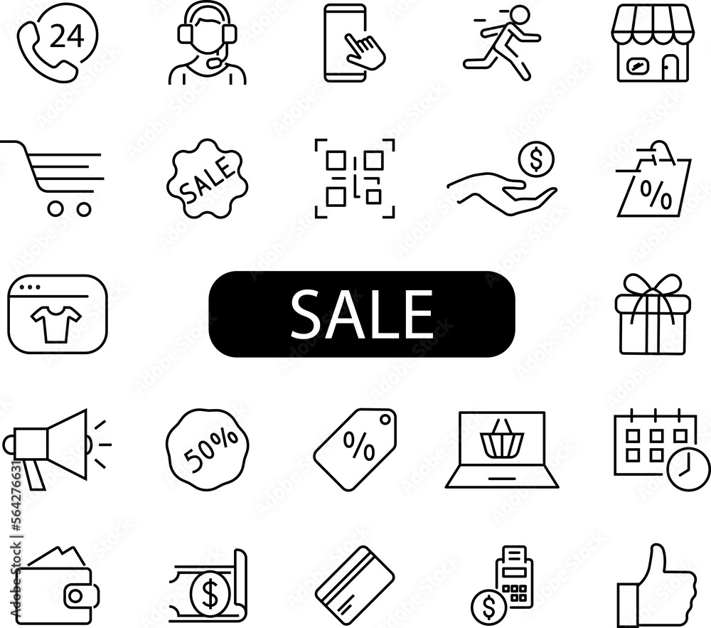 Collection of sale, discount icons. Simple black symbols Stock ...