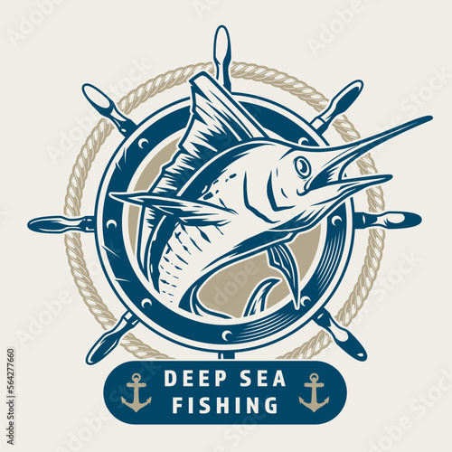 Fishing business logotype vintage colorful