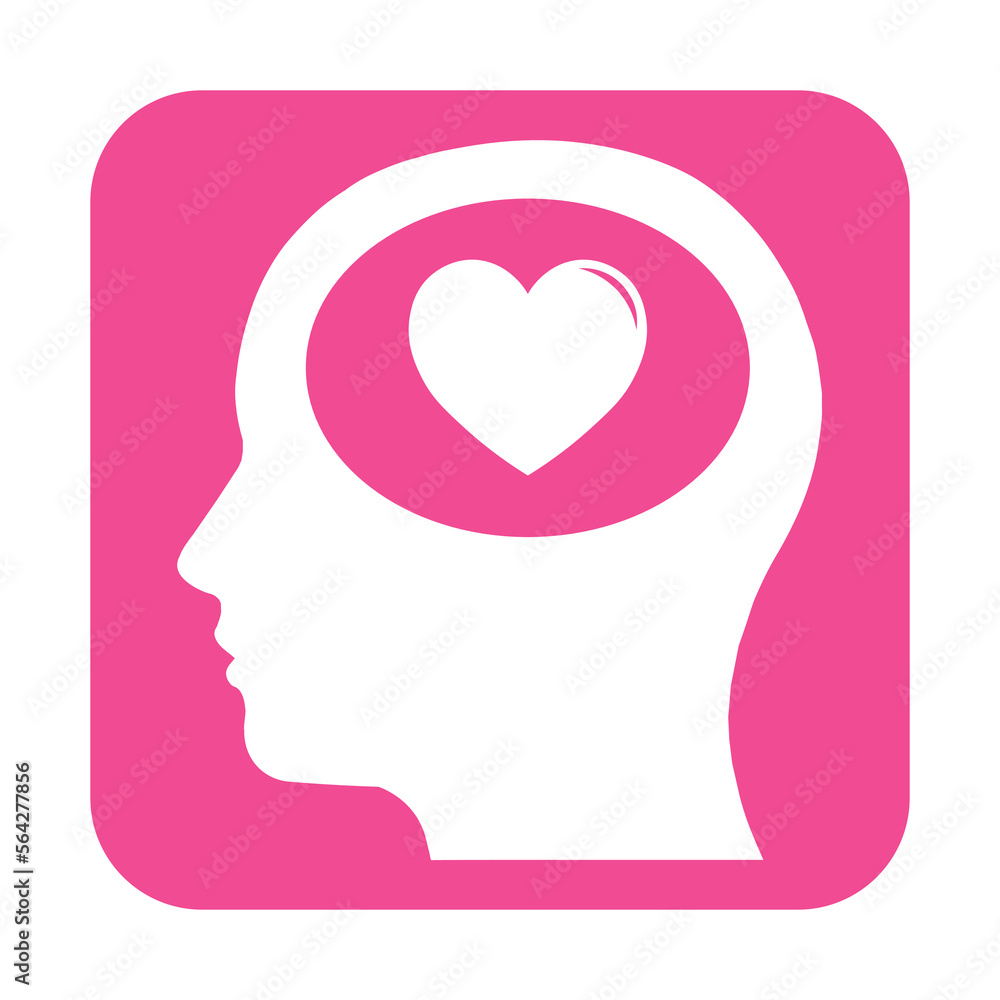 Simple illustration of head with heart icon for St. Valentines Day Simple illustration of head with heart icon for St. Valentines Day