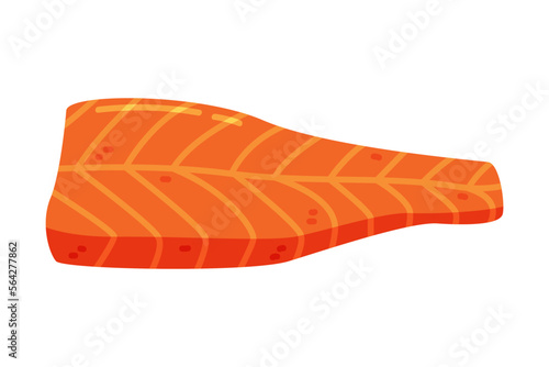 Red Salmon Fish Fillet as Seafood and Fresh Sea Product Vector Illustration