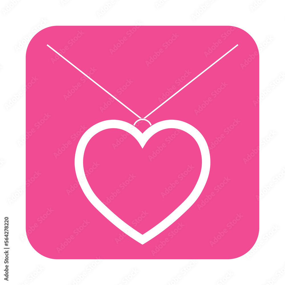 Simple illustration of pendant, chainlet icon for St. Valentines Day Simple illustration of pendant, chainlet icon for St. Valentines Day