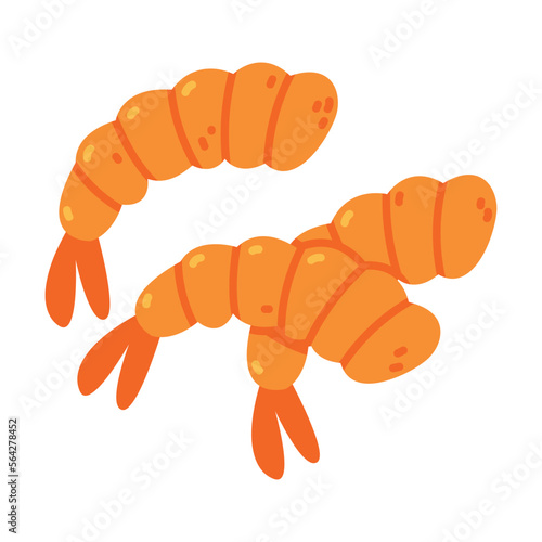 Shrimp Tails as Seafood and Fresh Sea Product Vector Illustration