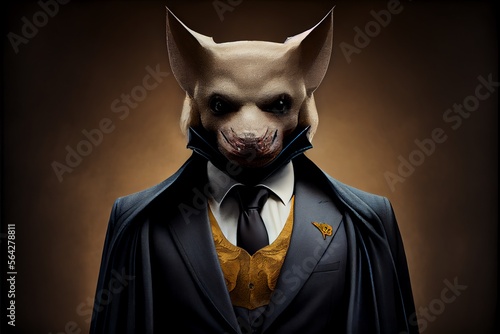 Portrait of a bat dressed in a formal business suit. Generative AI