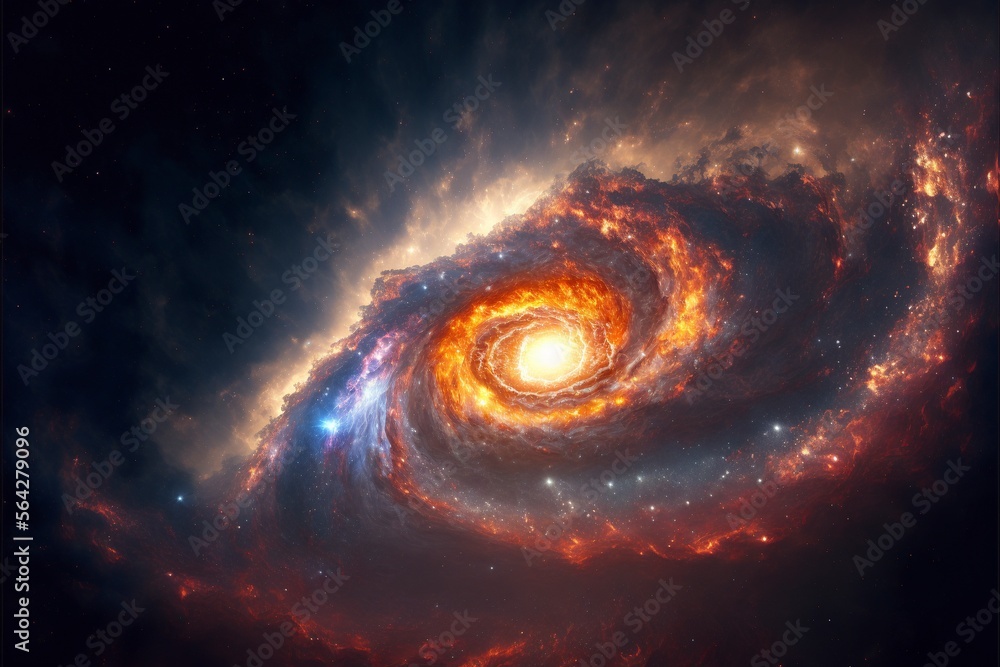 Abstract Universe including the Andromeda Galaxy Illustration, Generative AI