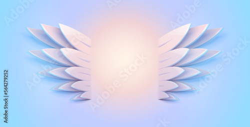 Pair of magic wings. Stylish banner with copyspace place for text or logo. Fairy tale design element. Vector illustration