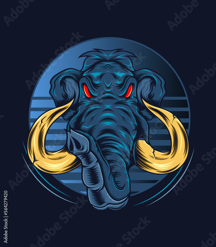 Angry mammoth Vector Illustration. Good design for poster or t shirt design.