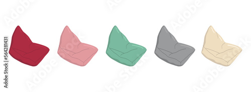 Vector set of chair bags. Comfortable and soft frameless furniture.