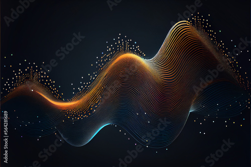 horizontal ai illustration of electronic waves black background