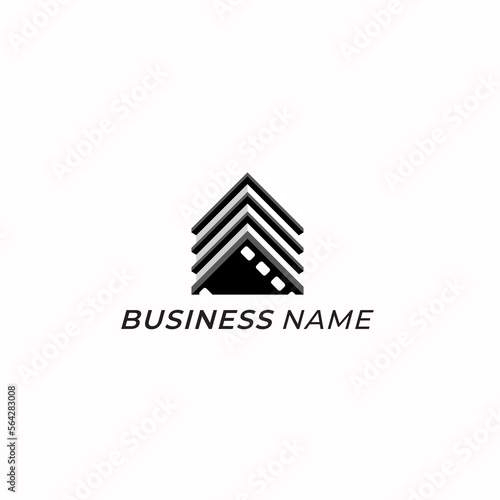 design logo combine real estate and film strip