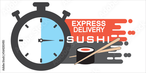 express delivery sushi vector, illustration, symbol