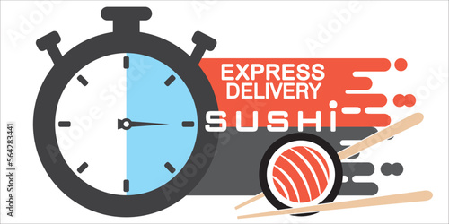 express delivery sushi vector, illustration, symbol