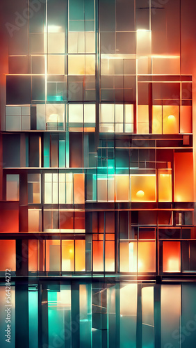 Elegant futuristic light and reflection with grid line back illustration Generative AI Content by Midjourney