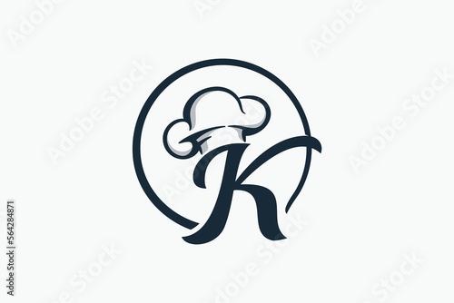 chef logo with a combination of letter k and chef hat for any business especially for restaurant, cafe, catering, etc.