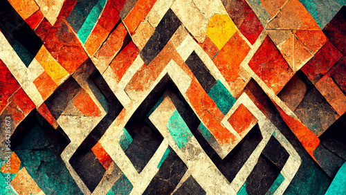 Wallpaper Mural Mayan style Black abstract geometric background illustration Generative AI Content by Midjourney Torontodigital.ca
