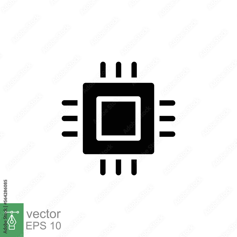 Microchip icon. Simple solid style. Computer processor, chip, tech logo, electronic, technology concept. Glyph, silhouette symbol vector illustration design isolated on white background. EPS 10. Microchip icon. Simple solid style. Computer processor, chip, tech logo, electronic, technology concept. Glyph, silhouette symbol vector illustration design isolated on white background. EPS 10.
