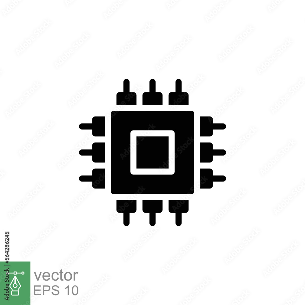 Microchip icon. Simple solid style. Computer processor, chip, tech logo, electronic, technology concept. Glyph, silhouette symbol vector illustration design isolated on white background. EPS 10. Microchip icon. Simple solid style. Computer processor, chip, tech logo, electronic, technology concept. Glyph, silhouette symbol vector illustration design isolated on white background. EPS 10.