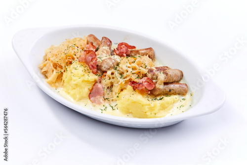 sausage with mashed potato