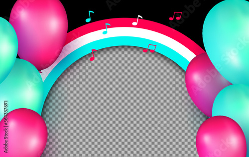 Pink and cyan balloons vector with shape with space for own photo premium vector