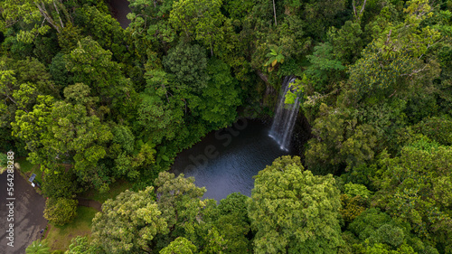 Aerial Tropical Millaa Millaa Waterfall