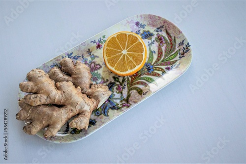 tea set with lemon and ginger