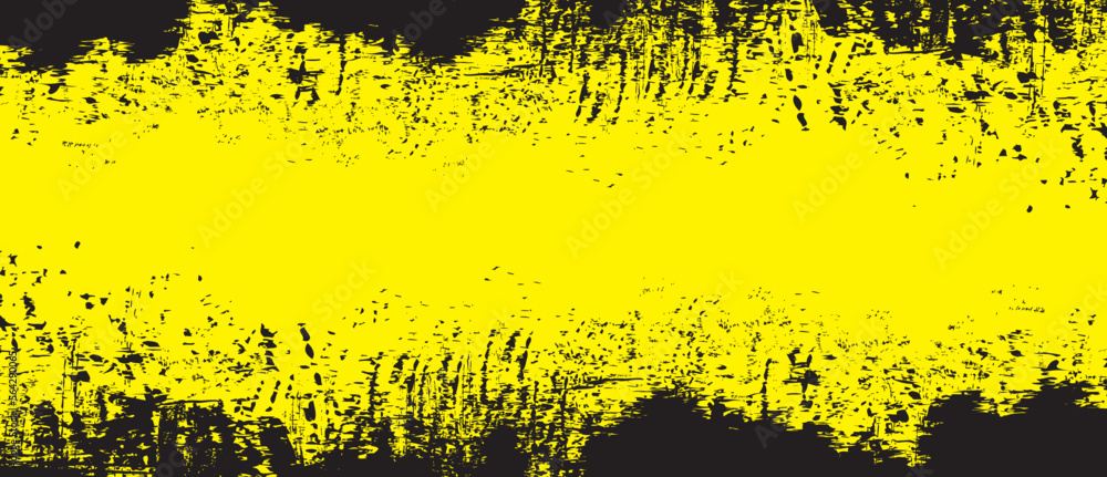 Yellow brush stroke background. Yellow ink splash on backdrop. Brush