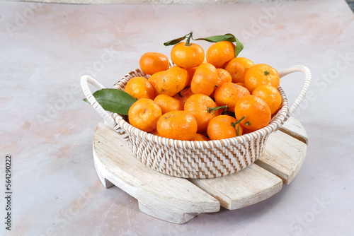 Fototapeta Naklejka Na Ścianę i Meble -  Fresh mandarin oranges fruit or tangerines or jeruk santang madu.Usually Served for Chinese New Year.
