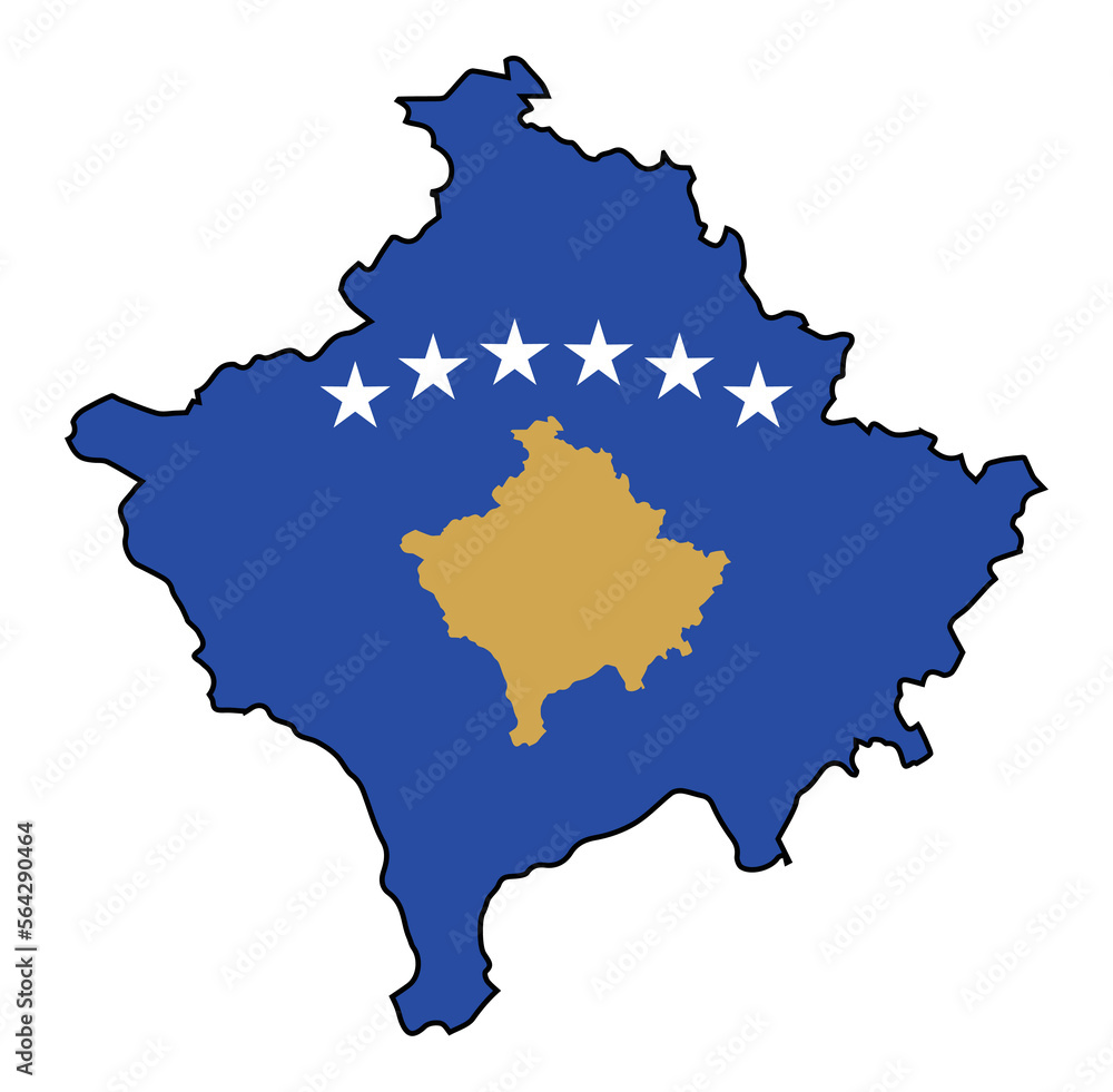 Fototapeta premium Kosovo Outline Flag Map