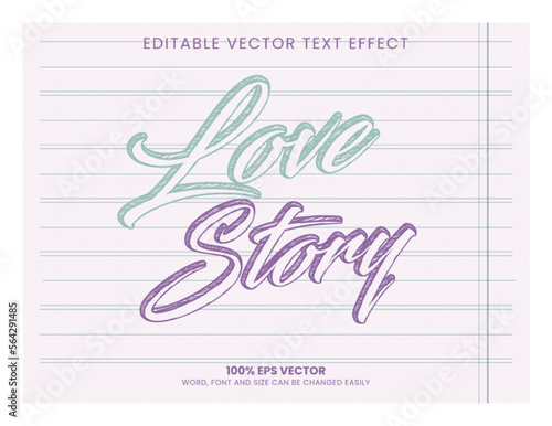 Love Story Sketch Paper editable text effect