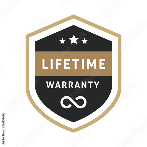 Lifetime warranty vector symbol in white background.