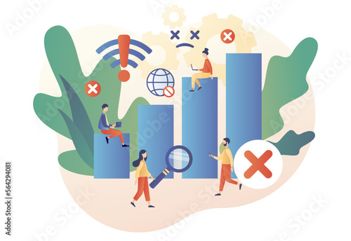 Wireless connectivity disconnect. No internet connection. No signal network. Error connection wifi. Modern flat cartoon style. Vector illustration on white background
