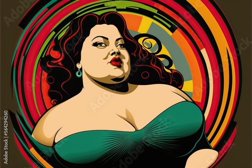 Portrait of a curvy pop art deco woman generative ai photo