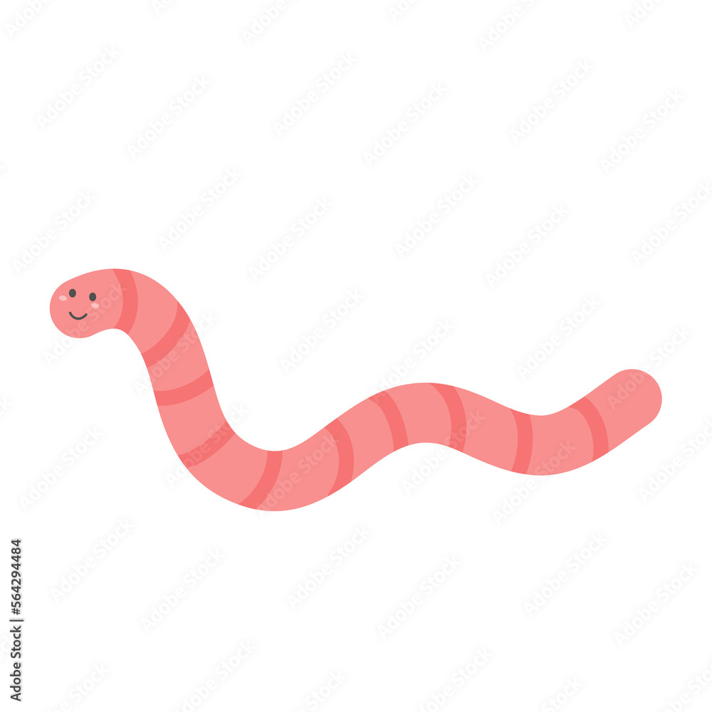 Naklejka premium character of a long pink worm