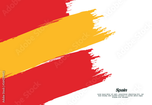 Spain flag brush concept. Flag of Spain grunge style banner background